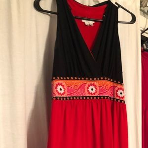 Black orange and pink floor length sleeveless maxi